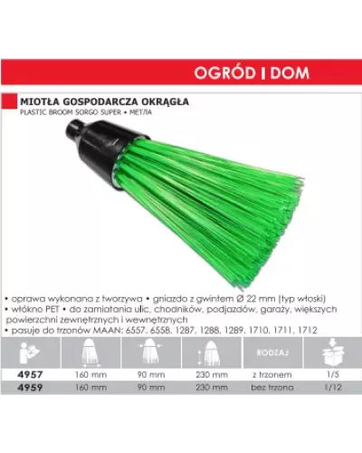 ATOOLS Метла хозяйственная полипропиленовая круглая, 160х230мм, без черенка, AT4959 (PL)