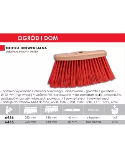 ATOOLS Метла универсальная для улицы 250х40х130мм, с удлиненным ворсом из ПЭТ-волокна, с резьбой 22мм, без чер