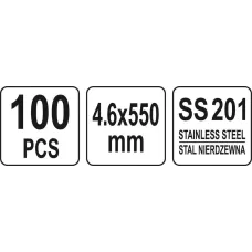 YT-70568 Стяжки (хомуты) стальные 4,6х550мм, 100 шт, YATO