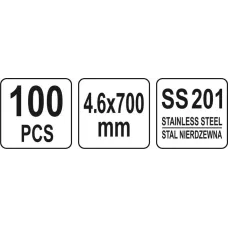 YT-70571 Стяжки (хомуты) стальные 4.6х700мм,100шт, YATO