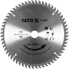Диск пильный по ПВХ 185/20 60T "Yato"