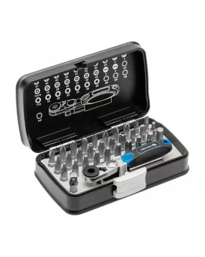 Набор бит с трещоткой 1/4″, SL, PH, PZ, HEX, TORX, TORX c отверстием, 33 шт. HT1R460