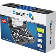 Накидной ключ с трещотками и шарниром, 36 насадок HT1R491