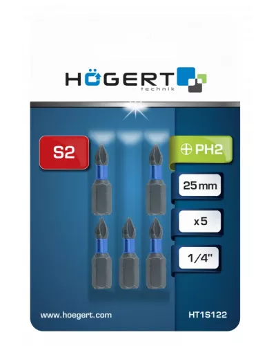 Биты ударные PH2, 25 мм, сталь S2, 5 шт. HT1S122