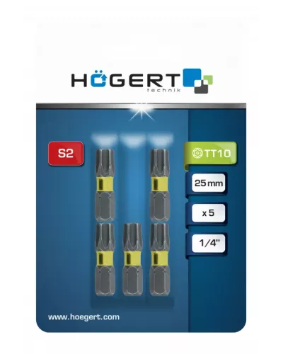 Биты ударные TORX 10, 25 мм, сталь S2, 5 шт. HT1S135