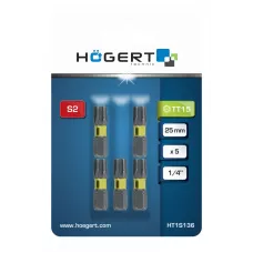Биты ударные TORX 15, 25 мм, сталь S2, 5 шт. HT1S136