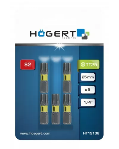 Биты ударные TORX 25, 25 мм, сталь S2, 5 шт. HT1S138