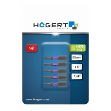 Биты ударные HEX 3, 25 мм, сталь S2, 5 шт. HT1S145