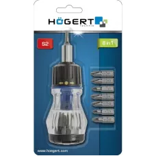 Отвертка с реверсивной рукояткой и сменными насадками 8  пр. HT1S214