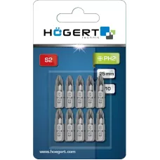Биты PH2, 25 мм, сталь S2, 10 шт. HT1S304
