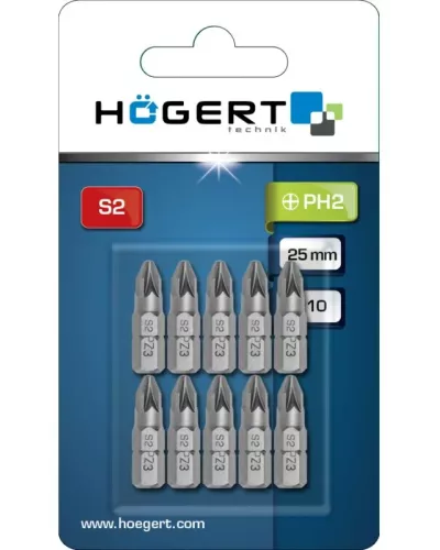 Биты PH2, 25 мм, сталь S2, 10 шт. HT1S304