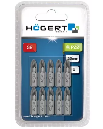 Биты PZ2, 25 мм,  сталь S2, 10 шт. HT1S317