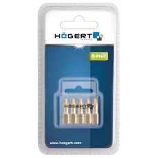 Биты PH2 25 мм, сталь S2, нитрид титана, 5 шт. HT1S382