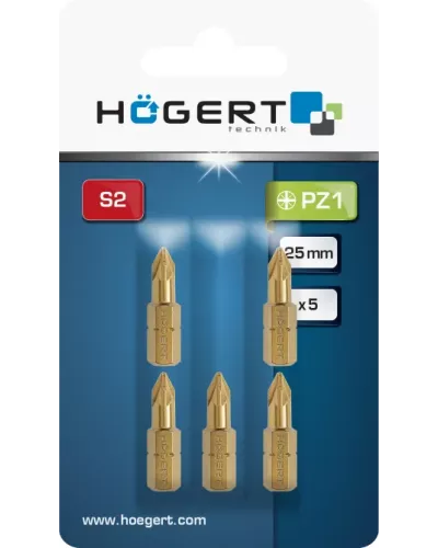 Биты PZ1 25 мм, сталь S2, нитрид титана, 5 шт. HT1S384