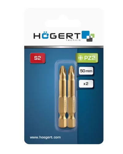 Биты PZ2 50 мм, сталь S2, нитрид титана, 2 шт. HT1S395