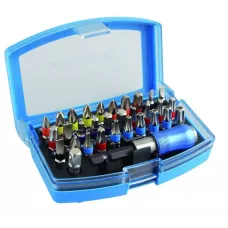 Набор бит с битодержателем 1/4″, SL, PH, PZ, HEX, TORX, TORX c отверстием, 32 шт. HT1S400