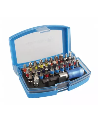 Набор бит с битодержателем 1/4″, SL, PH, PZ, HEX, TORX, TORX c отверстием, 32 шт. HT1S400