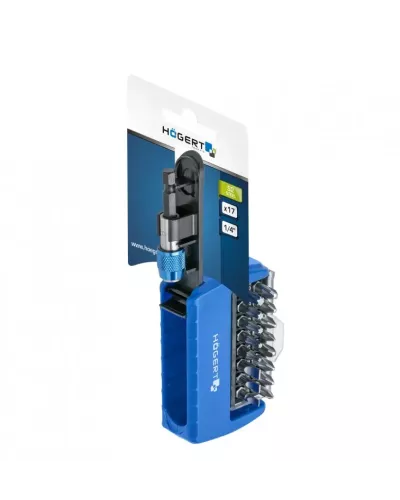 Набор бит с битодержателем 1/4″, SL, PH, PZ, TORX, 17 шт. HT1S401