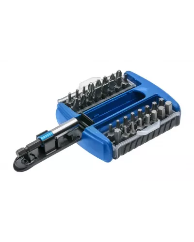 Набор бит с битодержателем 1/4″, SL, PH, PZ, HEX, TORX, 33 шт. HT1S402