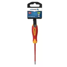 Отвёртка диэлектрическая с прямым шлицем SL4, 100 мм, 1000 V, сталь S2 HT1S904