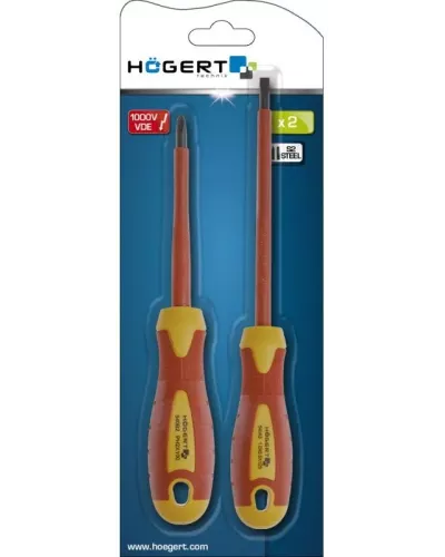 Набор диэлектрических отверток SL5,5, 125 мм, PH2, 100 мм, 1000 V, сталь S2, 2 шт. HT1S990
