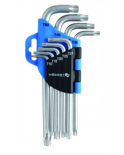 Набор Г-образных ключей TORX, Т10-Т50, CrV, 9 шт. HT1W814