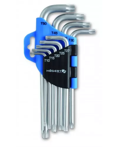 Набор Г-образных ключей TORX, Т10-Т50, CrV, 9 шт. HT1W814
