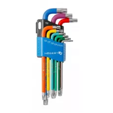 Набор Г-образных удлиненных ключей TORX с цветной маркировкой, Т10-Т50, 9 шт. HT1W817