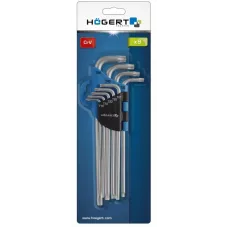 Набор Г-образных удлиненных ключей TORX, Т10-Т50, 9 шт. HT1W818