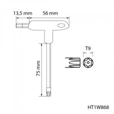 Ключ  TORX security типа «Т», длинный TT9 HT1W868
