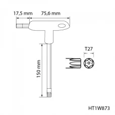 Ключ  TORX security типа «Т», длинный TT27 HT1W873