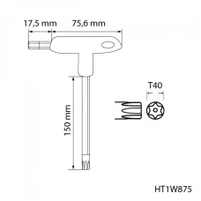 Ключ  TORX security типа «Т», длинный TT40 HT1W875