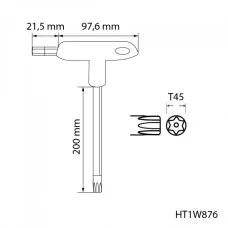 Ключ  TORX security типа «Т», длинный TT45 HT1W876