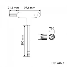 Ключ  TORX security типа «Т», длинный TT50 HT1W877