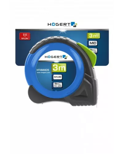 Рулетка 8 м х 25 мм, покрыта нейлоном, стопор ленты, двухсторонняя, MID HT4M407