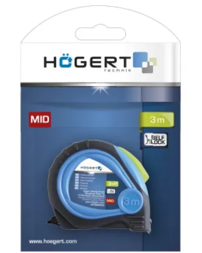 Рулетка 3 м х 16 мм, покрыта нейлоном, стопор ленты, MID HT4M423