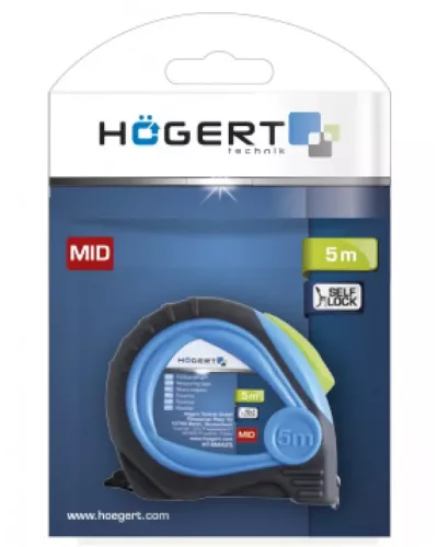 Рулетка 5 м х 19 мм, покрыта нейлоном, стопор ленты, MID HT4M425