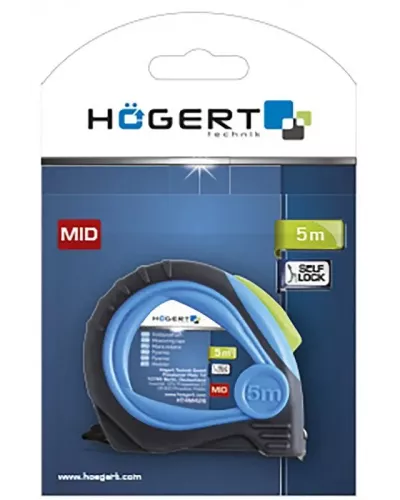 Рулетка 5 м х 25 мм, покрыта нейлоном, стопор ленты, с магнитом, MID HT4M426