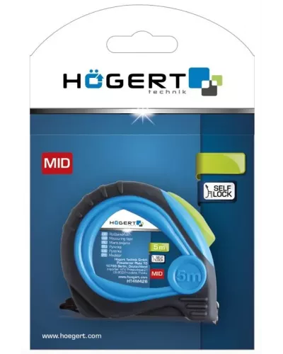 Рулетка 8 м х 25 мм, покрыта нейлоном, стопор ленты, с магнитом, MID HT4M428