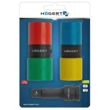 Набор двухсторонних ударных головок 17, 19, 21, 22 мм и ударный удлинитель 1/2″, CrMo HT4R006