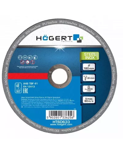 Диск отрезной по металлу Inox 10 шт. 180×1,6×22,23 HT6D633