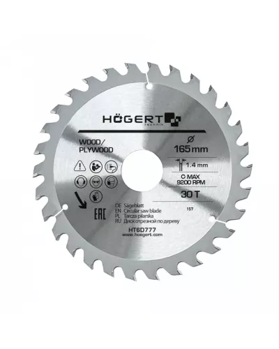 Диск пильный по дереву 165x65Tx30, Mn65 HT6D777
