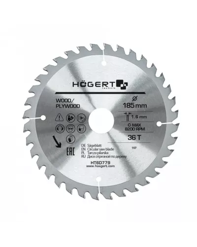 Диск пильный по дереву 185x36Tx30, Mn65 HT6D779