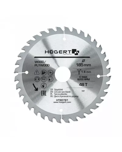 Диск пильный по дереву 185x48Tx30, Mn65 HT6D781