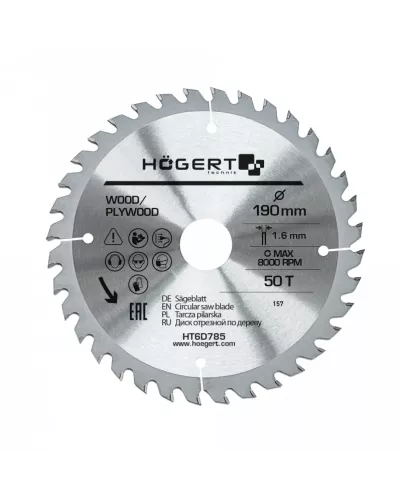 Диск пильный по дереву 190x50Tx30, Mn65 HT6D785
