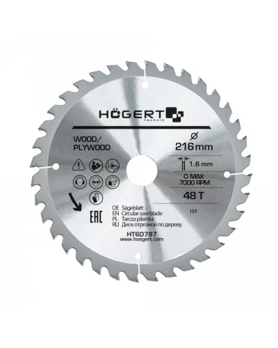 Диск пильный по дереву 216x48Tx30, Mn65 HT6D787