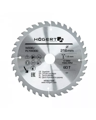 Диск пильный по дереву 216x60Tx30, Mn65 HT6D788
