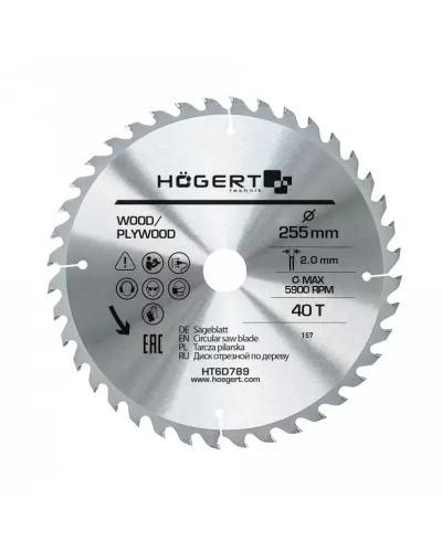 Диск пильный по дереву 255x40Tx30, Mn65 HT6D789