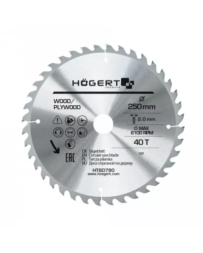 Диск пильный по дереву 250x40Tx30, Mn65 HT6D790