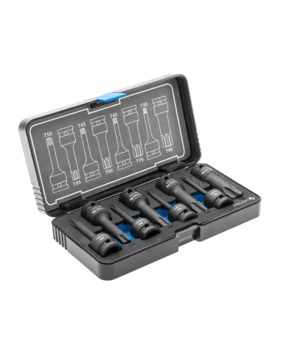 Торцевые головки, ударные TORX,  8 шт.: T30, T40, T45, T50, T55, T60, T70, T80, 1/2″, CrMo HT6R002